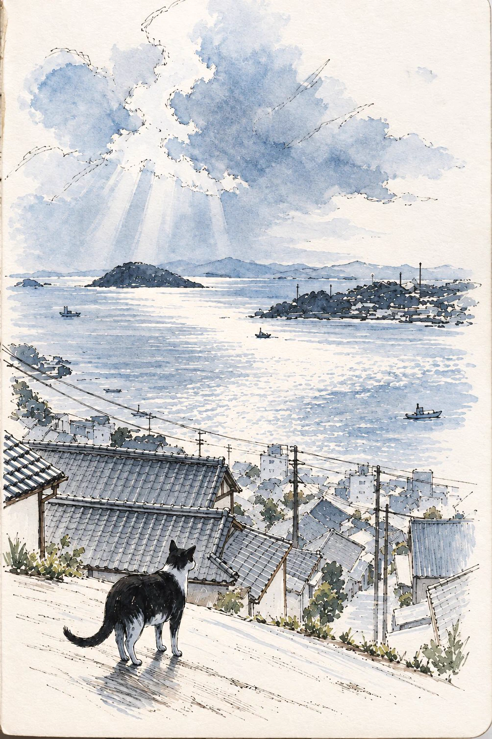 絵画。原画【かわいい猫が追随者の月と花の海を旅する】 おっかー on X: 