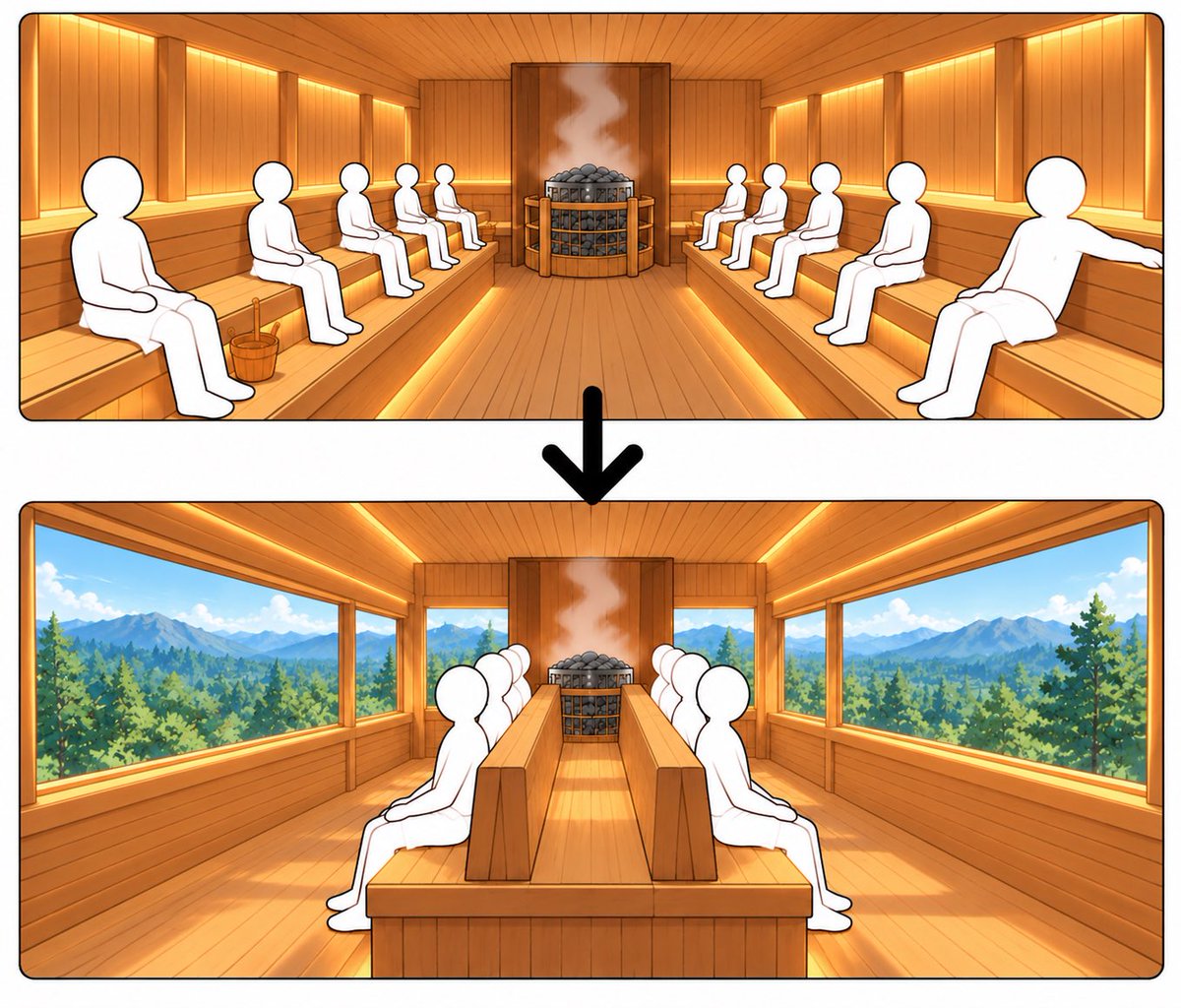 SAUNA_shitai's tweet photo. サウナの席もこういうのあったらいいな https://t.co/eiXpOpjVV1