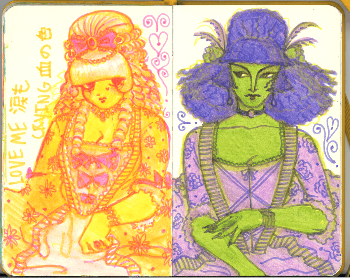 thegnomish's tweet photo. my rococo girls... ignore the cat hair #oc #オリキャラ https://t.co/YjSenu6oPU