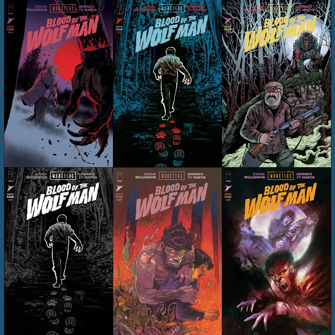 Williamson_Josh's tweet photo. It's a full moon out. Run all you want, but the WOLF MAN is going to get you.  Learn all of the Jaeger family's blood-soaked secrets in UNIVERSAL MONSTERS: BLOOD OF THE WOLF MAN #4, the final @Skybound issue from me &amp; @leomacs.

Pick up your copies this week in comic stores! https://t.co/5dV7SPpToJ