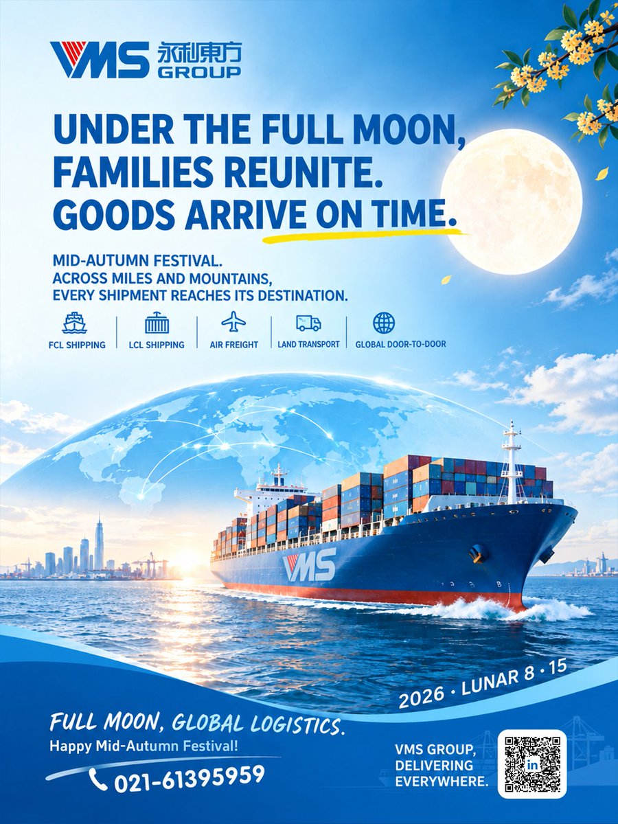 VMSGROUP1995's tweet photo. 🌕 Warm wishes from VMS GROUP for the Mid-Autumn Festival and China’s National Day!

To our clients and partners worldwide, thank you for connecting with us across oceans. Wishing everyone celebrating joy and togetherness.

#MidAutumnFestival #ChinaNationalDay https://t.co/lu2vGVolpB