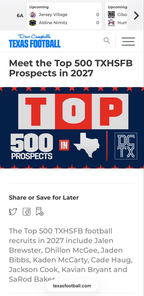 Cameron_T_9's tweet photo. Blessed to be mentioned in @dctf top 500 prospects in Texas! 1 of the top 46 Linebackers in Texas !
6'2 215 4.5:40 
The Best Linebacker in Central TX!
@PF_HighFootball @The_QuincyD @PHSCoachTaylor https://t.co/JtYU8b6bEB