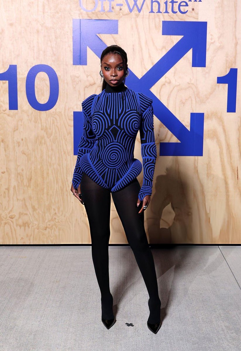 PrettyCultureHQ's tweet photo. Olandria Carthen at Off-White™ Imaginary Palace in Milan — blue marble moment that owned the 10x10 exhibit 🌀📸 https://t.co/ejUDhILAbx