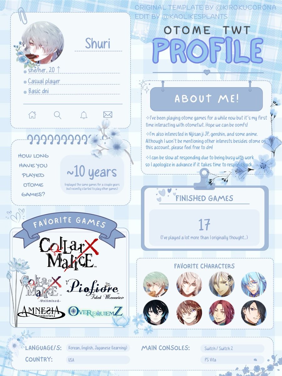 aya_4me's tweet photo. #otometwt #otomeintro 

Hi!! I’m Shuri and I want to meet new friends who enjoy playing otome games! I am very new to this community and am slowly navigating everything but please feel free to interact! https://t.co/fsel2L9ynR