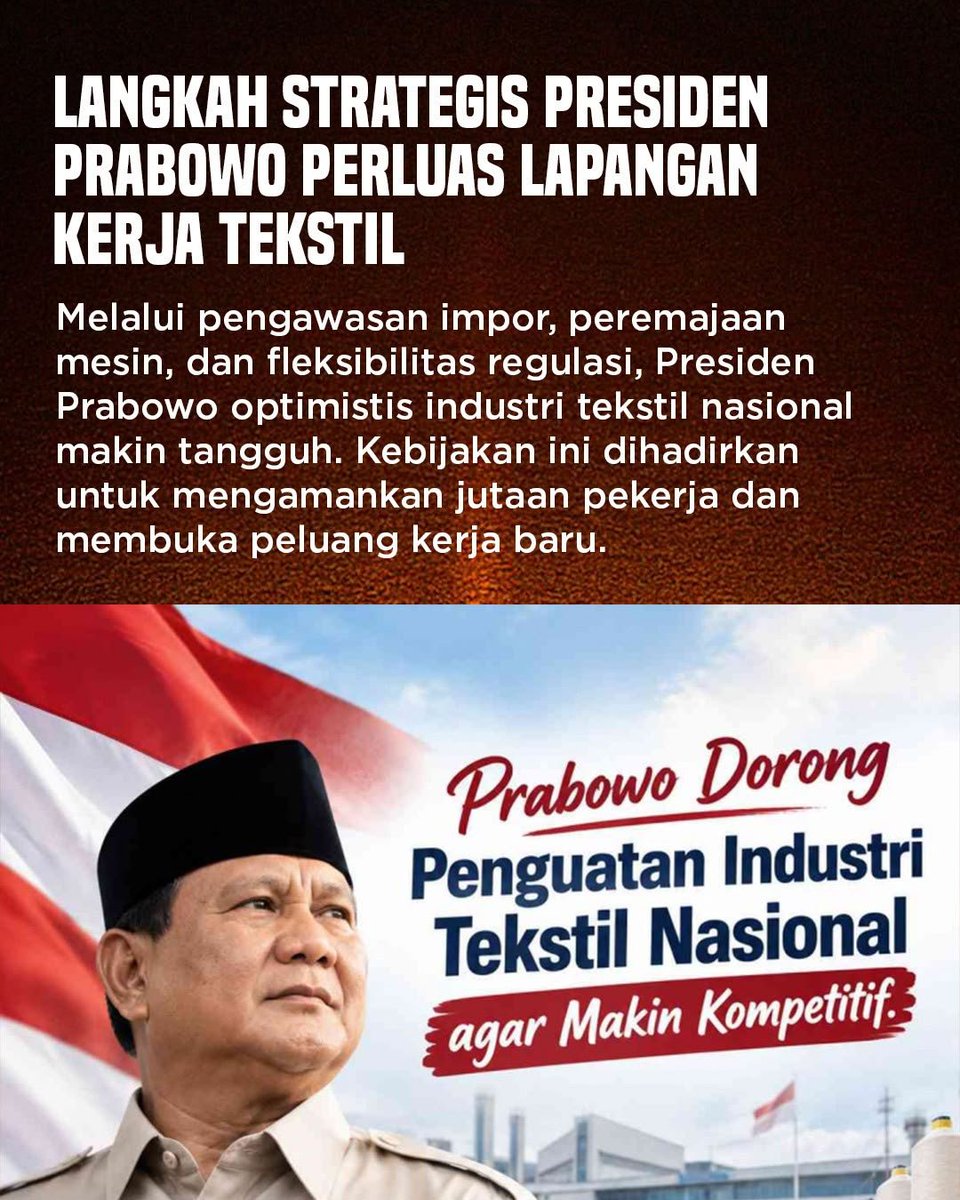 anakzaka's tweet photo. lawan persaingan tidak sehat di pasar garmen lokal! presiden prabowo minta bea cukai perketat jalur masuk barang demi Lindungi Pekerja Tekstil.
#BanggaBuatanIndonesia
Lindungi Pekerja Tekstil https://t.co/eC1J0Bi1mw
