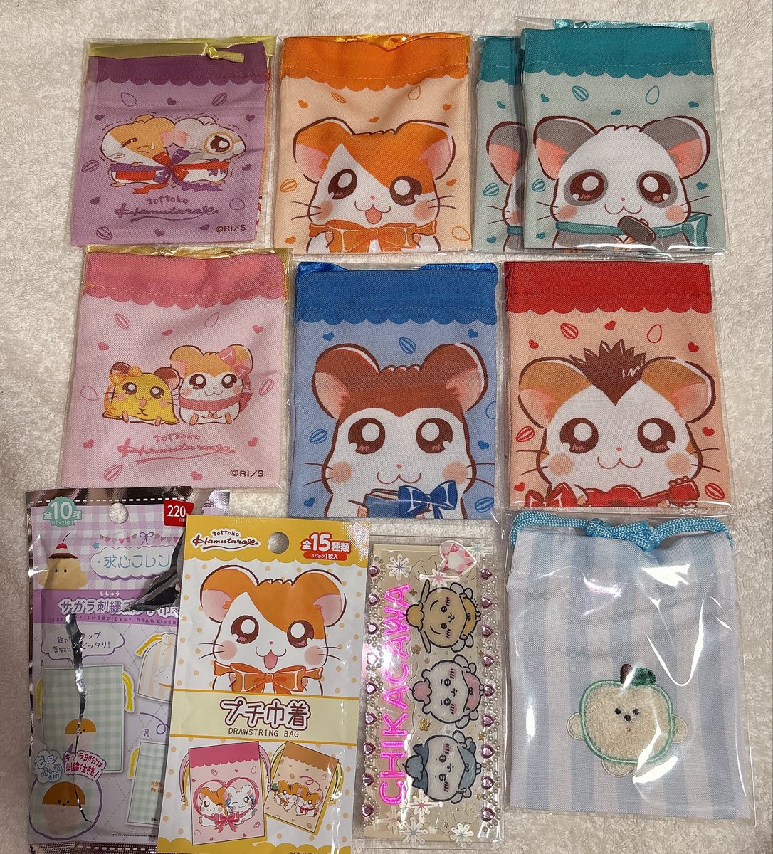 chikacawa's tweet photo. 交換 求心フレンズ ダイソー  セリア サガラ刺繍 とっとこハム太郎 プチ巾着

譲)1枚目 青りんご ハム太郎 のっぽ パンダ トンガリ まいど＆めがね マフラー＆ちび丸

求) 各種、左から優先順
      絵柄により比率差検討🉑

別ポスト等 纏めての方優先
郵送のみ

検索からもお気軽にご相談下さい🎀 https://t.co/VBsE9jJWAh