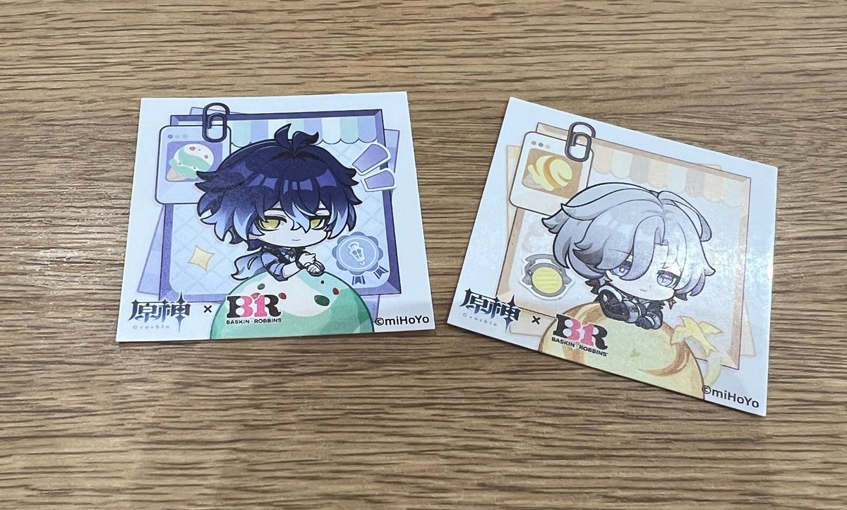 blue_111402's tweet photo. 原神のサーティワンのステッカー欲しかったやつだった！ https://t.co/W3O3XLNeVV