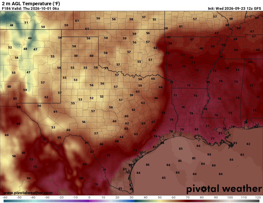 ntexasweather's tweet photo. COLD FRONT INCOMING- I will be back to regular updates as the weather actually becomes interesting!

The front should arrive right around October 1st, and the heat doesn't look to return as we permanently enter fall this time around!!! 

Say your last goodbyes to the heat! https://t.co/Z3GlgDzujy