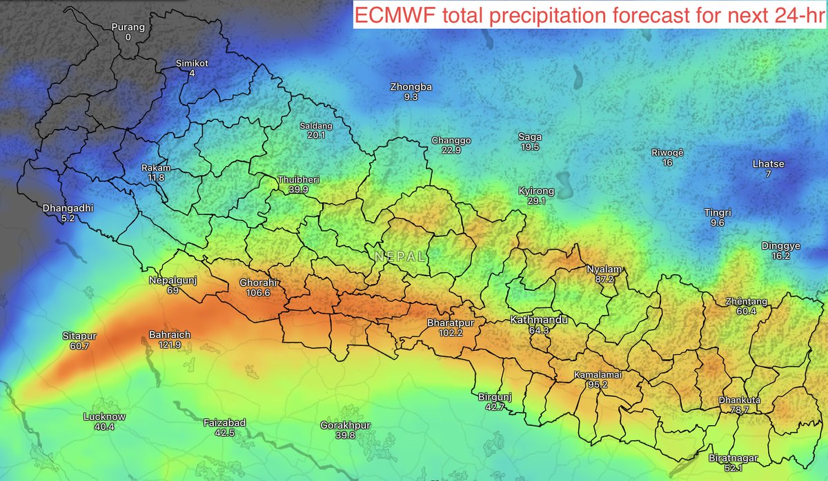 BinodClimate's tweet photo. आज केही स्थानमा भारी वर्षा हुन सक्ने भए पनि व्यापक वा अति भारी वर्षाको सम्भावना न्यून देखिन्छ। राति कतै छोटो समय ठूलो पानी पर्न सक्छ।

हालको पूर्वानुमानअनुसार आज विद्यालय तथा कलेज बन्द गर्नुपर्ने अवस्था देखिँदैन। तर स्थानीय अवस्था र  @DHM_Weather को सूचनालाई प्राथमिकता दिनुहोला। https://t.co/LHLnI881p6