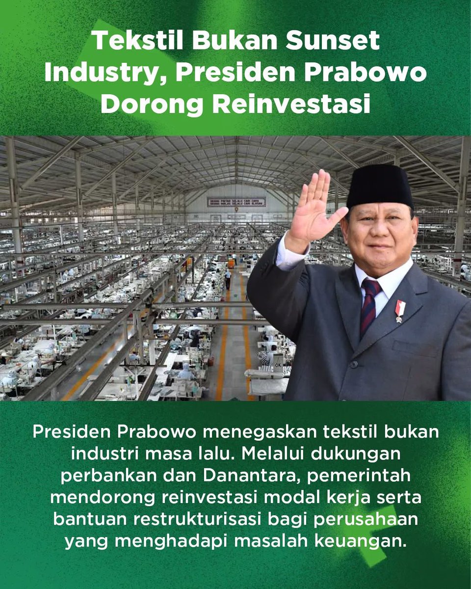 zofa_candra's tweet photo. Melalui dukungan perbankan dan danantara, pemerintah mendorong reinvestasi modal kerja serta bantuan restrukturisasi bagi perusahaan yg menghadapi masalah keuangan
#BanggaBuatanIndonesia
Lindungi Pekerja Tekstil https://t.co/TSG7UpwmHd