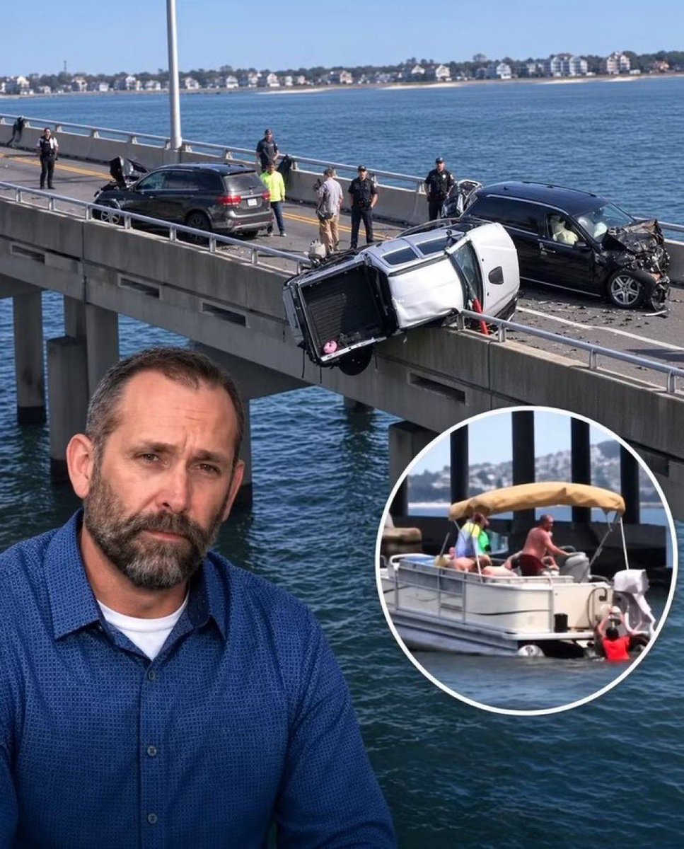 WikiLeaksQ's tweet photo. 🚨INCREDIBLE: During a multi-vehicle collision on the Route 90 bridge in Ocean City, Maryland, a 2-year-old girl was ejected from a pickup truck, falling nearly 30 feet into the Assawoman Bay below.

Jonathan Bauer, who was driving across the bridge with his teenage daughter when the crash occurred, rushed over to inspect the wreckage. Looking down into the water, he saw the toddler floating face down and becoming unresponsive.

Without hesitation, Bauer instructed his daughter to flag down first responders, removed his shoes, and leapt off the bridge into the bay. He swam to the little girl, lifted her onto his shoulder, and patted her back until she coughed up water and began breathing again.

A passing pontoon boat quickly navigated toward them, pulling both Bauer and the toddler out of the water and transporting them to shore, where emergency personnel were waiting. The child was airlifted to a regional medical center for evaluation and released the following day in good condition.

Bauer was later honored by local law enforcement and civic leaders for his decisive actions and selflessness.