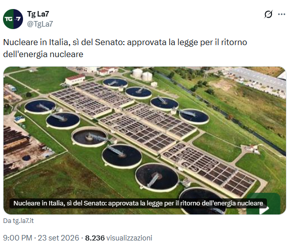 ominodellaluce's tweet photo. @TgLa7 Gentile @TgLa7 questo è un impianto di depurazione, non un impianto #nucleare.
@La7tv https://t.co/tDaHXVTlXP