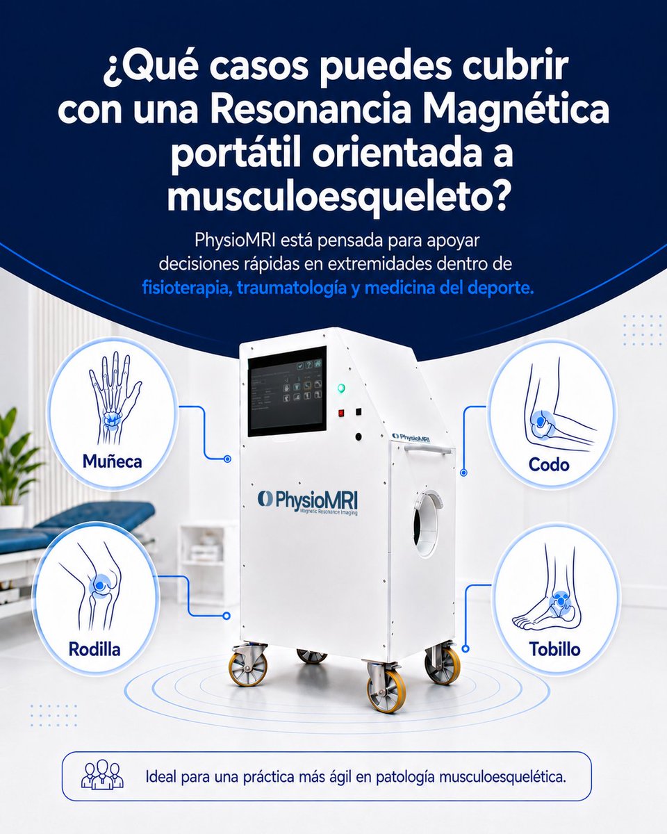 physiomri's tweet photo. Estos son los casos que puede cubrir tu clínica con una Resonancia Magnética portátil musculoesquelética 🦴

La RM de PhysioMRI está diseñada para apoyar la toma de decisiones rápidas en extremidades dentro de fisioterapia o traumatología.

Más info: https://t.co/pSRwHz5WbQ https://t.co/3vdZC9Hiwd