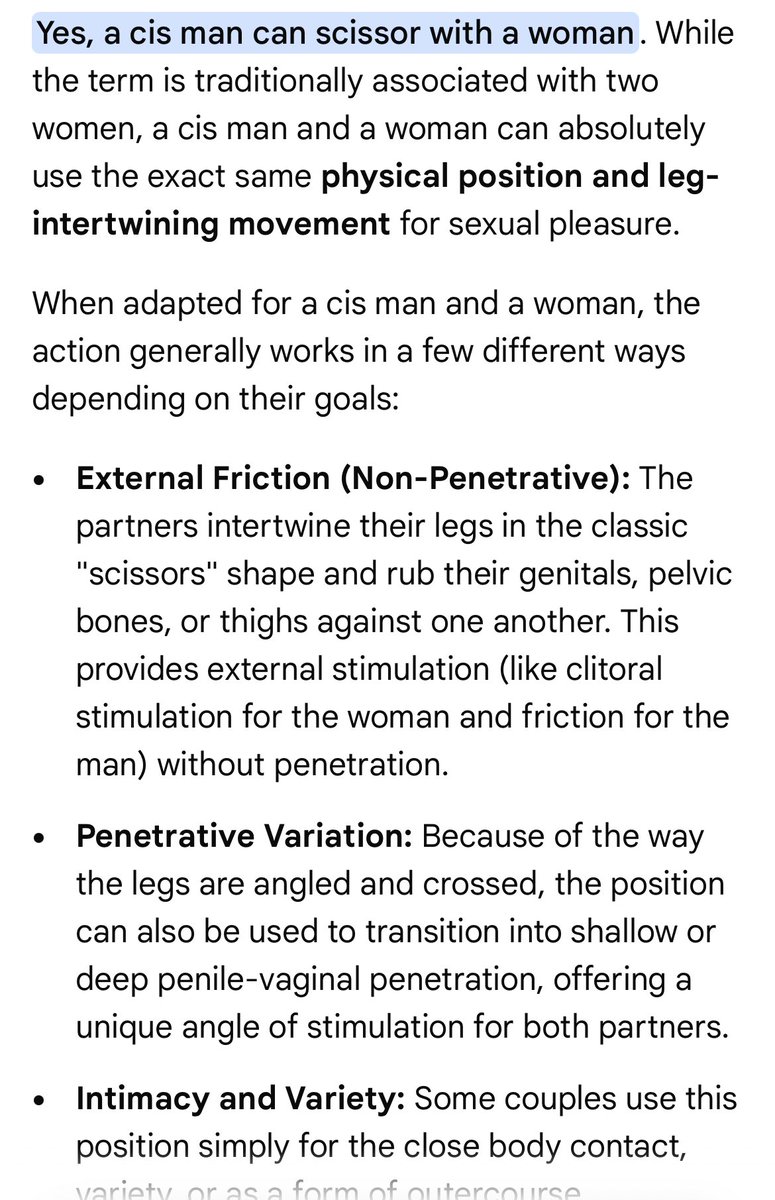 AdramsNiola's tweet photo. @DykeSmuggler @ChickenNuggss18 @BraphogDevil yes you can… because scissoring is about the act/position itself &amp; not the genetilia involved. it’s only commonly used with women because of the feminine aspect to it https://t.co/MXQ18LO52Y