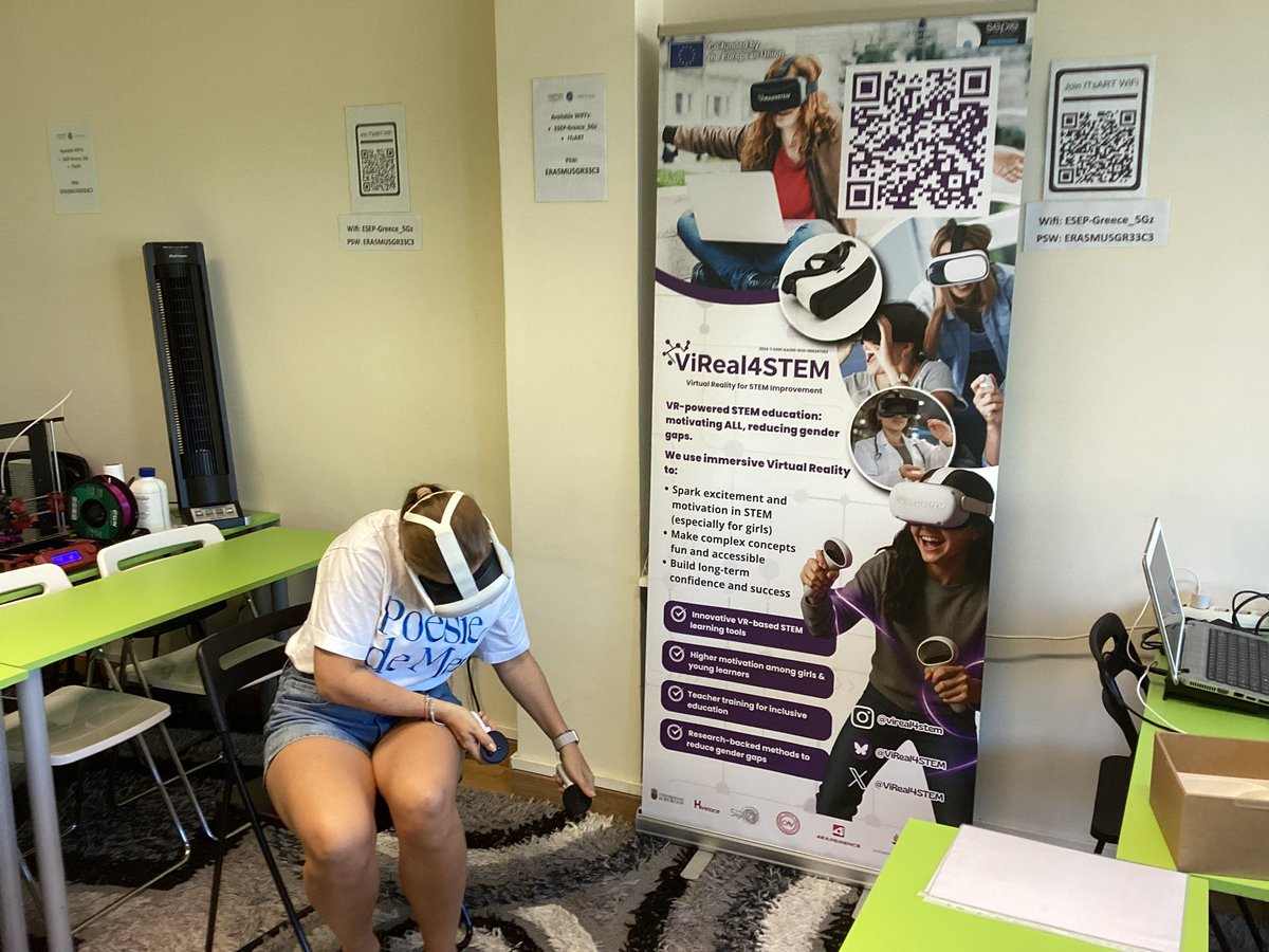 PetrosGeorgiak's tweet photo. Exciting milestone for #ViReal4STEM! 🚀
Testing the final version of our app with a STEAM course participant from Poland. Invaluable feedback on usability, UX, and how EU teachers can bring it into the classroom! 💡

#VR #Erasmus #erasmusplus #womeninscience #stem #euproject https://t.co/ULWxtg3puP