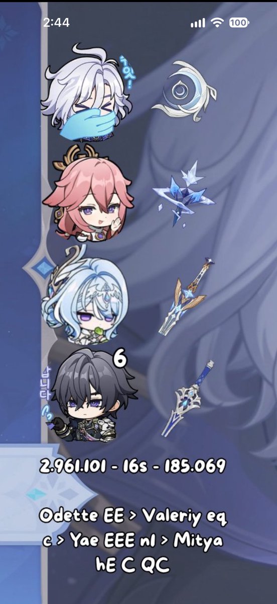 SweetRisque's tweet photo. @Ether_S2 He’s getting this and he will like it!

I do wonder what DPS will be if he’s C2R1, Yae is C1R1, Odette C2R0, and Valeriy C6 with a 5 star sword (I’m thinking skyward blade). https://t.co/rhmrvrHpKN