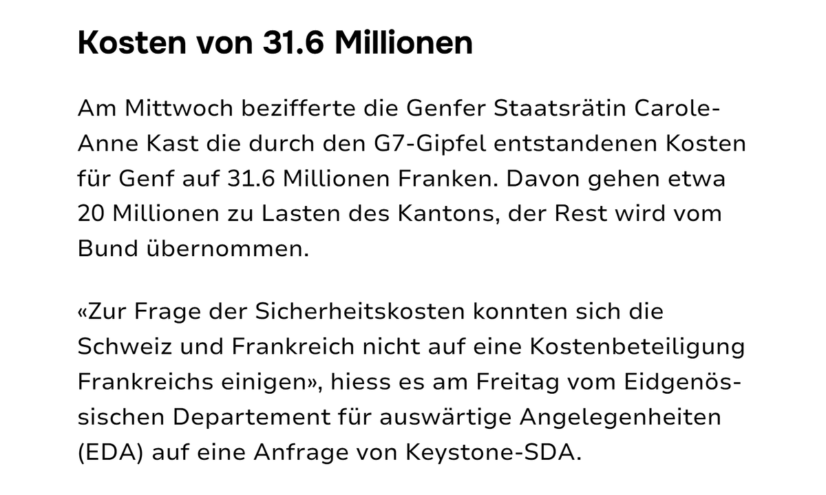 eCom_ki's tweet photo. Das Schweizer Parlament sollte weniger für die Galerie politisieren und die Kostenbeteiligung für den G7-Gipfel in Evian von Frankreich einfordern. 

20 Millionen Franken von insgesamt 31.6 Mio. weigert sich Frankreich zu bezahlen. Pleite aber Feste feiern, die Kosten sollen andere übernehmen.

#G7 #Evian #EU #FR #Genf