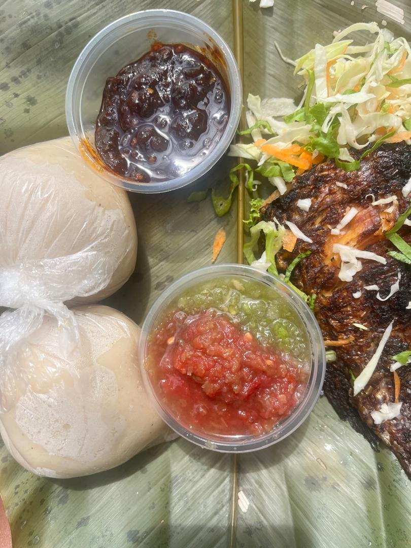 mba_oven's tweet photo. MBA Banku with Tilapia available at 56 Nii Nortei Nyanchi Street Accra, Dzorwulu every Thursday and Friday from 7am to 2pm.

Place your order NOW!

Call 0538861044.

#Banku #Tilapia #Chicken #Fish #Meat #Sausage #Egg #Wele #Salad #Leaves #Shito #Stew https://t.co/0273FGNLaw