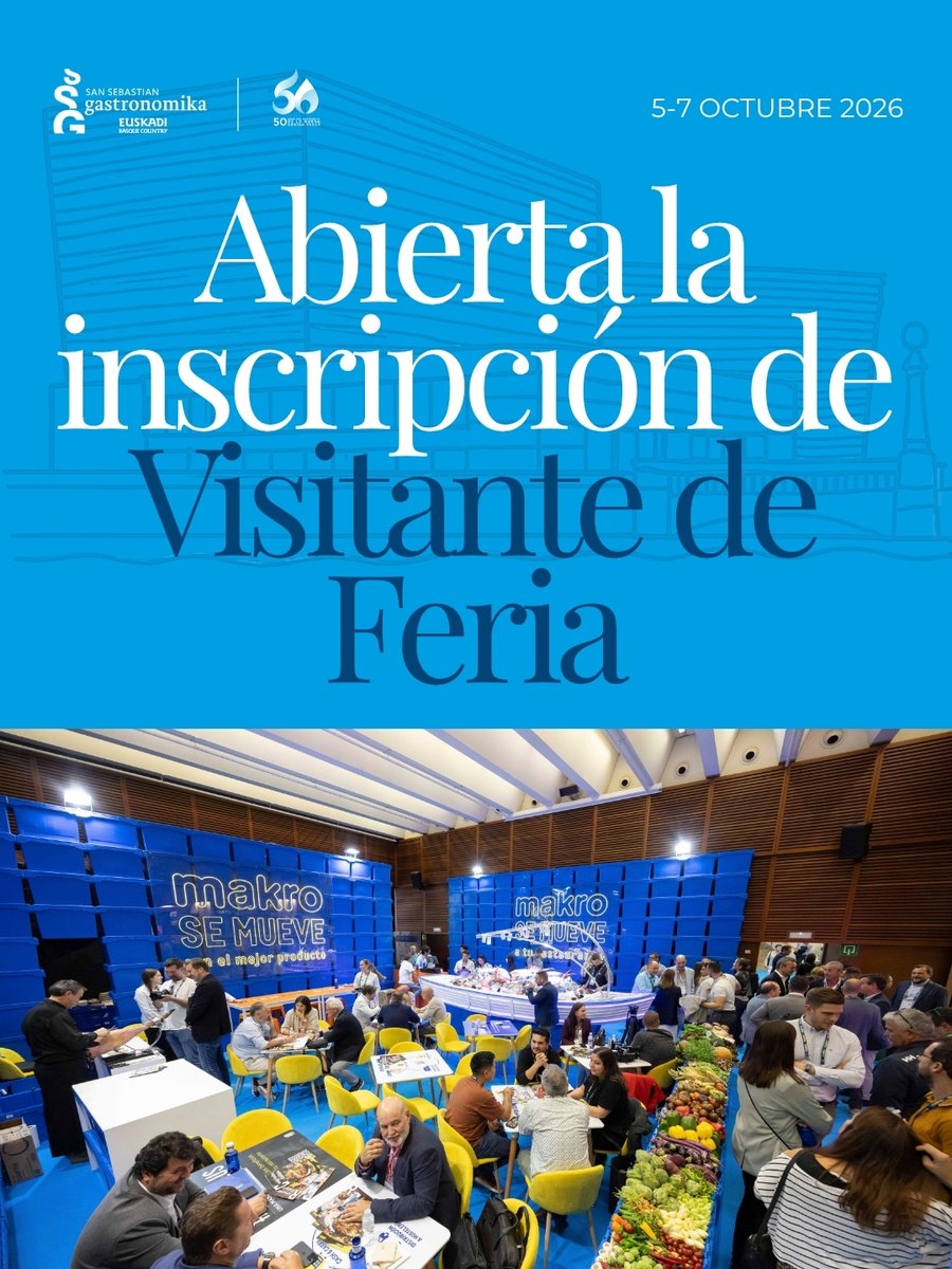 ssgastronomika's tweet photo. 🎟️ Gastronomika 2026 abre la inscripción gratuita para profesionales de la hostelería como Visitantes de Feria.
Una oportunidad para descubrir novedades, conectar con el sector y vivir la gastronomía.
👉 ¡Inscríbete! https://t.co/SWdMgEhj1W
#SSG26 https://t.co/EmM74LIHFL