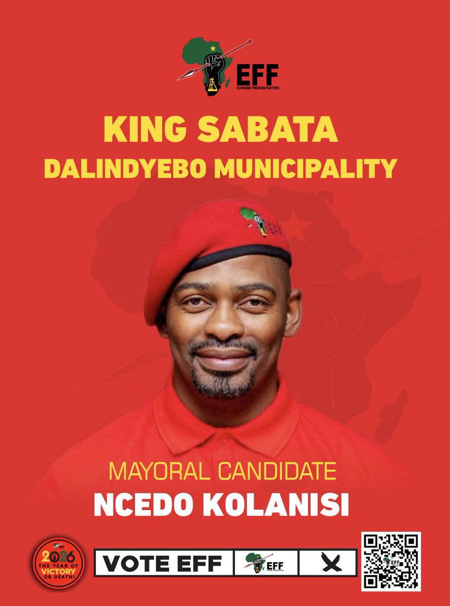 EFFSouthAfrica's tweet photo. The EFF in King Sabata Dalindyebo Municipality launched an App yesterday, 23 September, called EFF King Sabata Dalindyebo Thetha Mhlali, a new digital service-delivery platform for the people of KSD.

This platform allows community members to report issues requiring attention so that they can receive a quick response. #VoteEFF2026 #VictoryOrDeath