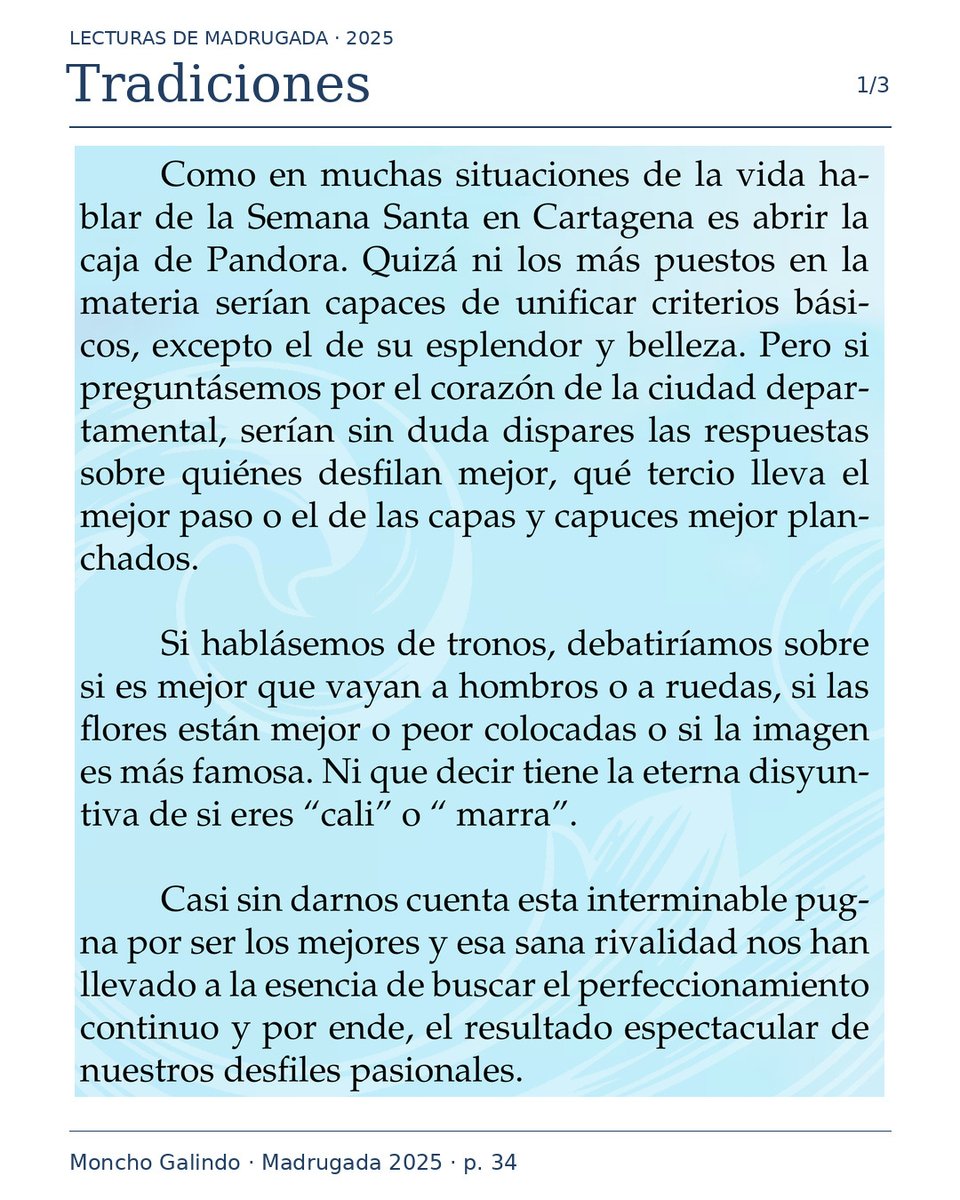 Ppdolorosa_'s tweet photo. El trono se recoge. La devoción continúa. 💜

En «Tradiciones», Moncho Galindo reflexiona sobre la Semana Santa que vivimos todo el año.

Artículo completo en las imágenes. Madrugada 2025, p. 34.
https://t.co/8gsxkFaSeB

#revistamadrugada #marrajos #virgendolorosa #lapequeñica https://t.co/vd6X1894tQ