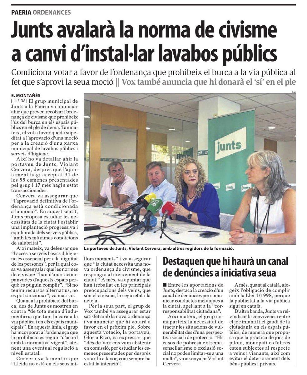 Felix_Informa's tweet photo. Ho vaig avisar i ha passat, però el pitjor és la presa de pèl... 🤦‍♂️

@JuntsXCatLleida li regala el "SÍ" a l'ordenança de @flarrosa a canvi d'una moció.

Una moció NO és executiva ni obliga a res. És intercanviar un vot real per una promesa que acabarà en un calaix. Lamentable! https://t.co/7Szl0qhaOy