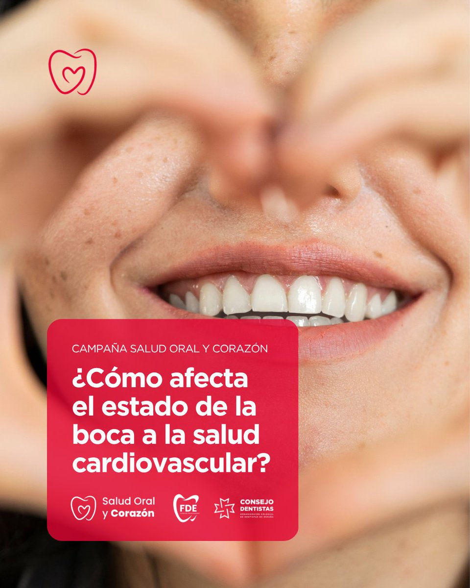 CNSJ_Dentistas's tweet photo. ❤️🦷Existe una relación entre las enfermedades de las encías y las cardiopatías. Las bacterias de la boca pueden afectar a los vasos coronarios y aumentar el riesgo de infarto. Asimismo, algunos medicamentos frecuentemente prescritos en el paciente cardiovascular también pueden aumentar el riesgo de padecer enfermedades de las encías.

La comunicación entre dentista y paciente, así como la información actualizada y con rigor científico, son clave para el manejo de patologías cardiovasculares en la consulta dental. 👍

Si eres dentista, inscríbete en la Campaña Salud Oral y Corazón y recibirás una guía clínica en que se desarrollan las principales asociaciones entre la salud oral y la salud cardiovascular.

Inscripciones, hasta el 19 de octubre, aquí ➡️ https://t.co/YQCzMTdQap