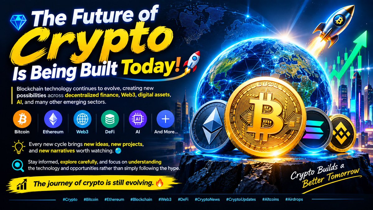 TheRexusCrypto's tweet photo. 💎 The Future of Crypto Is Being Built Today! 🚀

Blockchain technology continues to evolve, creating new possibilities across decentralized finance, Web3, digital assets, AI, and many other emerging sectors.

Every new cycle brings new ideas, new projects, and new narratives worth watching. 🌍⚡

Stay informed, explore carefully, and focus on understanding the technology and opportunities rather than simply following the hype.

The journey of crypto is still evolving. 🔥

#Crypto #Bitcoin #Ethereum #Blockchain #Web3 #DeFi #CryptoNews #CryptoUpdates #Altcoins #Airdrops