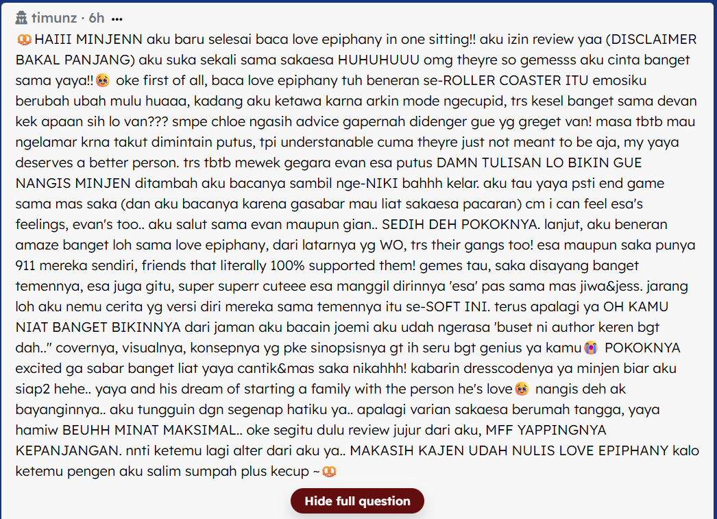 samilguilsam's tweet photo. #JenASK
Nangis loh aku bacanya π makasih ya atas reviewnya!! happy banget aku bacanyaπ₯Ήπ
https://t.co/hzLwMhLOgU https://t.co/qY7SLgwyLF