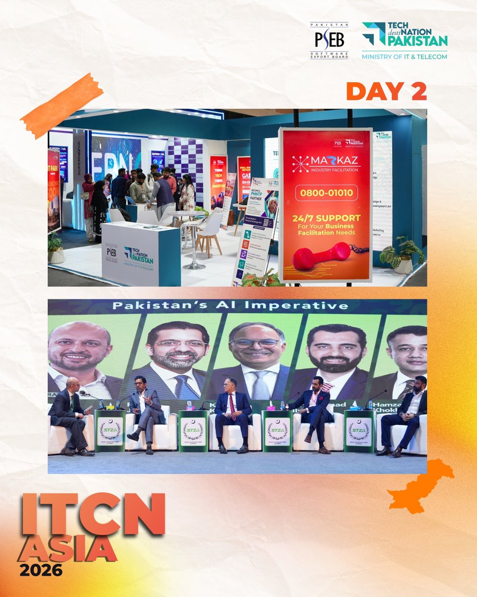 PSEB's tweet photo. Day 2 at #ITCNAsia2026 focused on AI, skills and industry growth. PSEB CEO Faisal Jeddy joined “The Skills That Survive” panel, while the PSEB team engaged with companies and professionals at the booth.

 Karachi | 28th ITCN Asia https://t.co/7w2RKKjLer