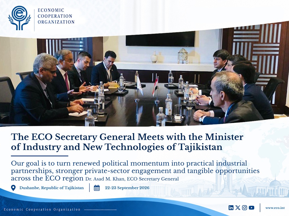 eco_secretariat's tweet photo. ECO Secretary General Meets Tajikistan’s Minister of Industry and New Technologies
Dushanbe, 23 September 2026
https://t.co/dJpqAx8Y4g https://t.co/d3pZ5kg8zA
