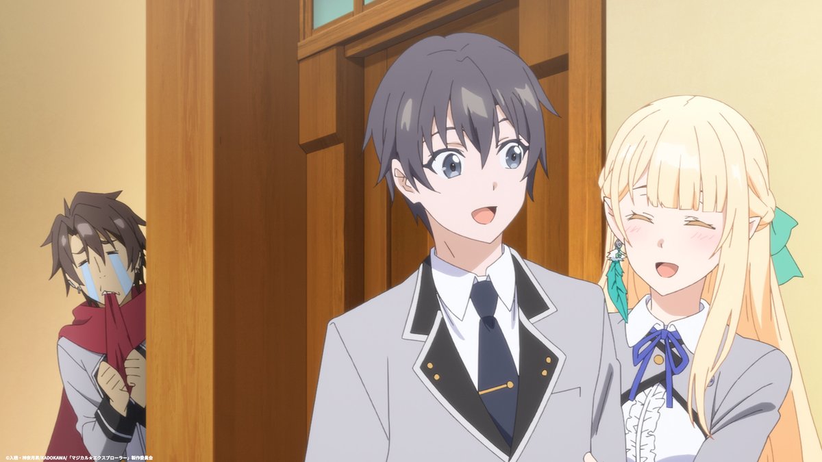 Majieku_anime's tweet photo. ¸✧*･ﾟ*•.
 第1話 先行カット・あらすじ🧣
￣￣￣￣￣￣￣￣￣￣￣￣￣￣
「エロゲの友人キャラに転生したけど、
　　　　　　　ゲーム知識使って自由に生きる」

📗あらすじはこちら！
https://t.co/Bc9xJZtqJP

📺10月3日(土)24時00分より各局にて放送開始！

#マジエク https://t.co/F0UR5uc2vY