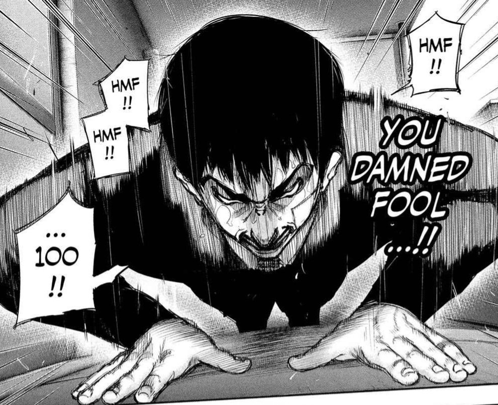 lalithxyz's tweet photo. Bro could’ve gotten his cardio with her, but chose push ups instead 💀#tokyoghoul https://t.co/icvNnPyQ4J