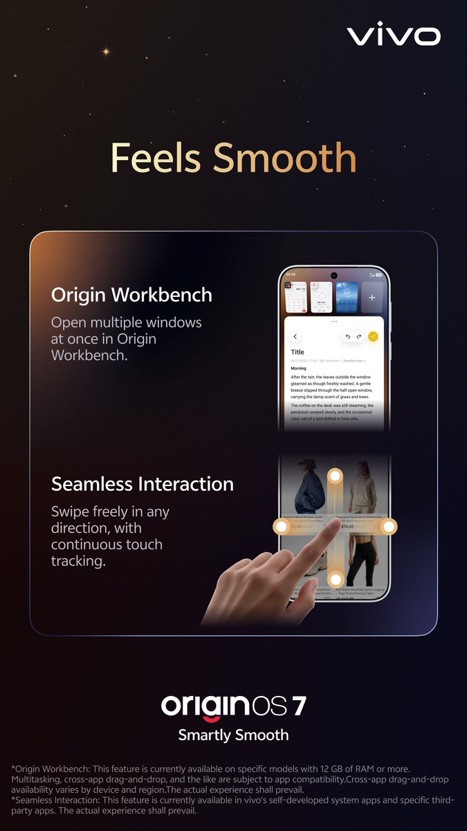 OriginOS_Global's tweet photo. Looks smooth. Feels smooth. Stays smooth.

From the first glance to everyday use, every detail is designed to feel effortless.

#vivo #OriginOS #OriginOS7 #vivoOriginOS #SmartlySmooth https://t.co/yb83aESWSz