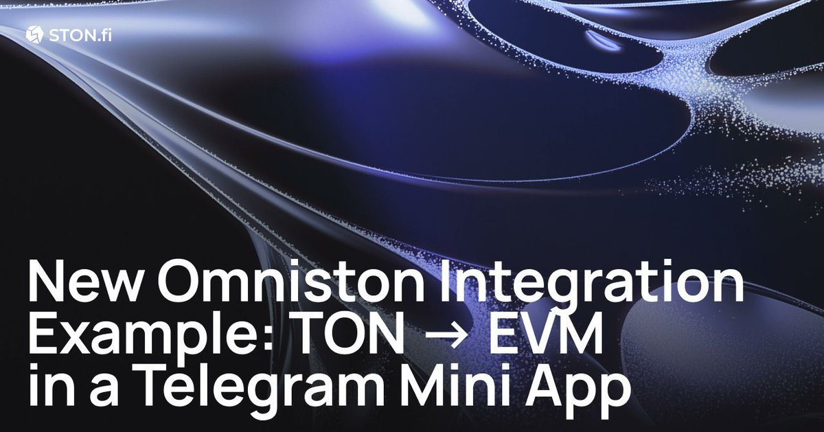 DeFiFemmeX's tweet photo. This is the kind of infrastructure that can make cross-chain UX feel much less intimidating.

What stands out to me is that the user doesn’t need to think through the bridge, EVM wallet setup, or cross-chain mechanics first. They connect on TON, while #Omniston handles the complexity underneath.

Packaging that flow into an open-source example is even more interesting for builders. It gives EVM-native apps a practical path to reach TON users without rebuilding their entire stack around TON.

This is how cross-chain access becomes a product experience rather than a technical obstacle. 

@ston_fi.