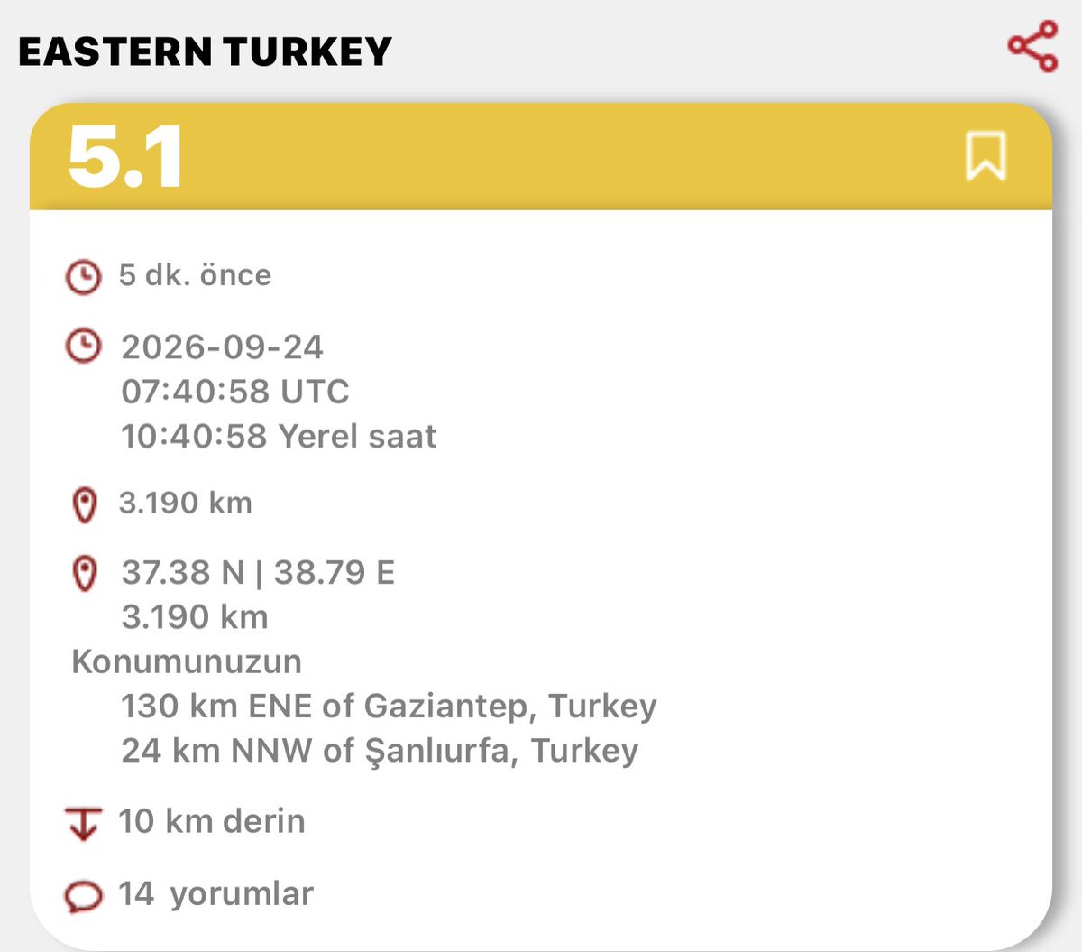 D21_Haber's tweet photo. Güneydogu’da 5.1 deprem

#Deprem #Diyarbakır Şanlıurfa Gaziantep ve çevre ilçelerde şiddetli şekilde hissedildi
#sallandık https://t.co/KKxOihi4Wh