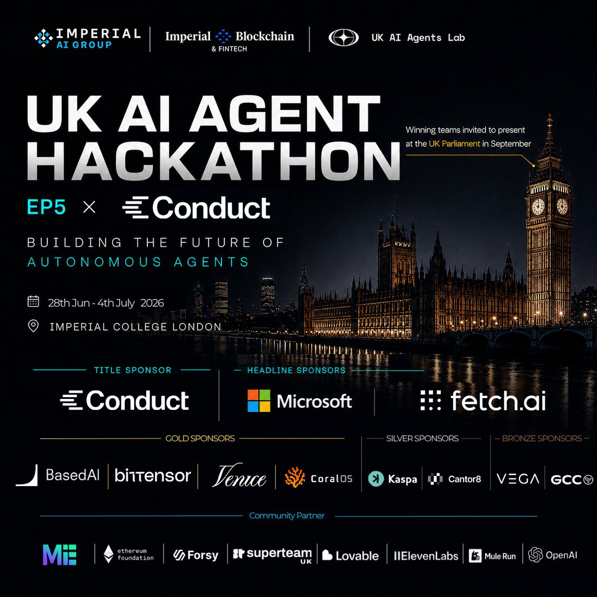 MEeventHK's tweet photo. ME Group｜AI Agent Builders 走进英国上议院 🇬🇧

9 月 28 日，UK AI Agents Lab 将在英国上议院举办 AI Agent 交流活动，ME Group 作为 Community Partner 参与支持。

此前，UK AI Agent Hackathon @iclblockchain  在@imperialcollege  Imperial College London 集结 500+ 开发者。经过一周 Build、Demo 与 Pitch，优胜团队将把项目继续带到 House of Lords，与英国 AI 产业、机构及政策相关人士展开交流。

从 Imperial College 到英国上议院，这场活动让优秀 AI Agent 项目继续走向更大的舞台。

📅 9 月 28 日｜18:30–20:30
📍 House of Lords · London @UKHouseofLords 
👉 https://t.co/IAcIehPbVh