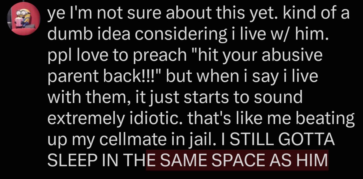 _whereisE's tweet photo. @Punished_L @OGoldash @sofiasgigante @nobengunii ye I'm not sure about this yet. kind of a dumb idea considering i live w/ him. ppl love to preach "hit your abusive parent back!!!" but when i say i live with them, it just starts to sound extremely idiotic. that's like me beating up my cellmate in jail. I STILL GOTTA SLEEP IN TH https://t.co/rhsafk86yp