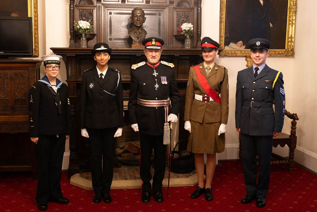 hertslieutenant's tweet photo. It is always a great pleasure to invest my new Lord-Lieutenant’s Cadets each September.
The 5 new cadets representing the 3 services as well as St John are the exemplars of their units and a credit to their service. https://t.co/t8kryJ8IvF