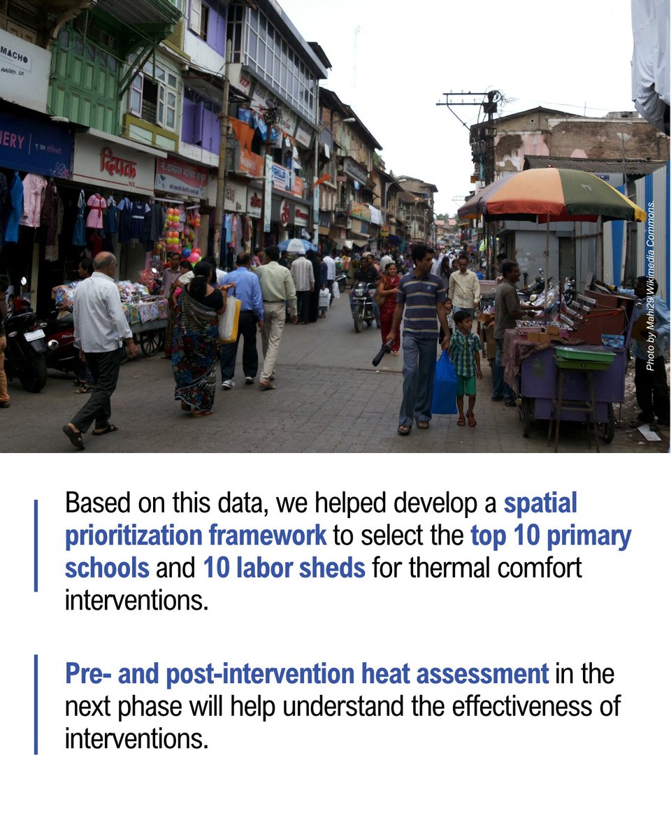 WRIIndia's tweet photo. (3/4) 🌅We're providing support to map land surface temperatures (LST), and identify vulnerable locations for proposed interventions. 

In the next phase, we will help create a framework to assess these interventions through pre- and post-intervention heat assessments. https://t.co/1oBduUxGhA