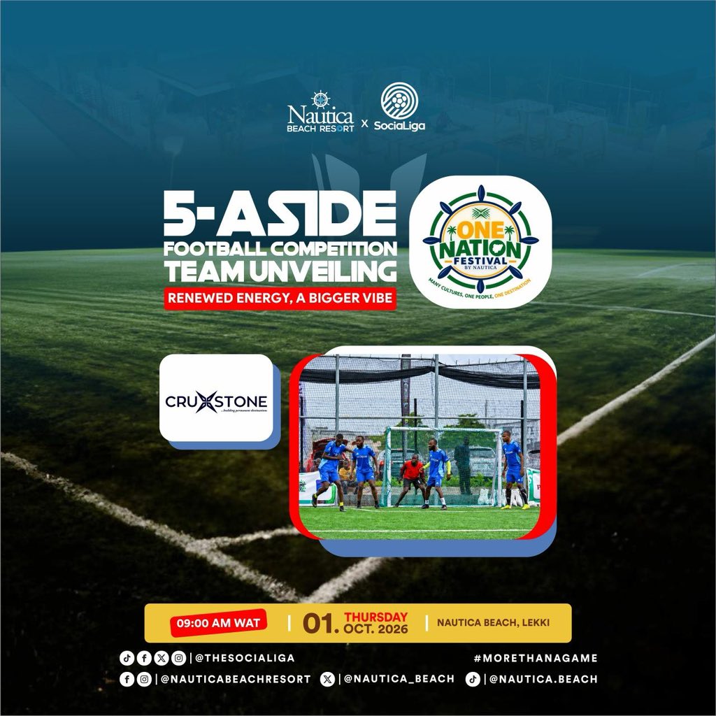 TheSociaLiga's tweet photo. CRUXSTONE IS BACK! 🔥

We are happy to welcome Team Cruxstone to The SociaLiga x Nautica Beach One-Day Tournament! ⚽🌊

The beach is calling. The competition is heating up. And Cruxstone is ready to make its mark once again. 

On Thursday, October 1st, the best corporate teams come together for another day of football, competition, networking and unforgettable moments.

📅 Thursday, October 1st, 2026
📍 Nautica Beach

New tournament. New challenge. Same ambition.

Let’s go Team Cruxstone! 

#TheSociaLiga #TeamCruxstone #NauticaBeach #CorporateFootball #5Aside