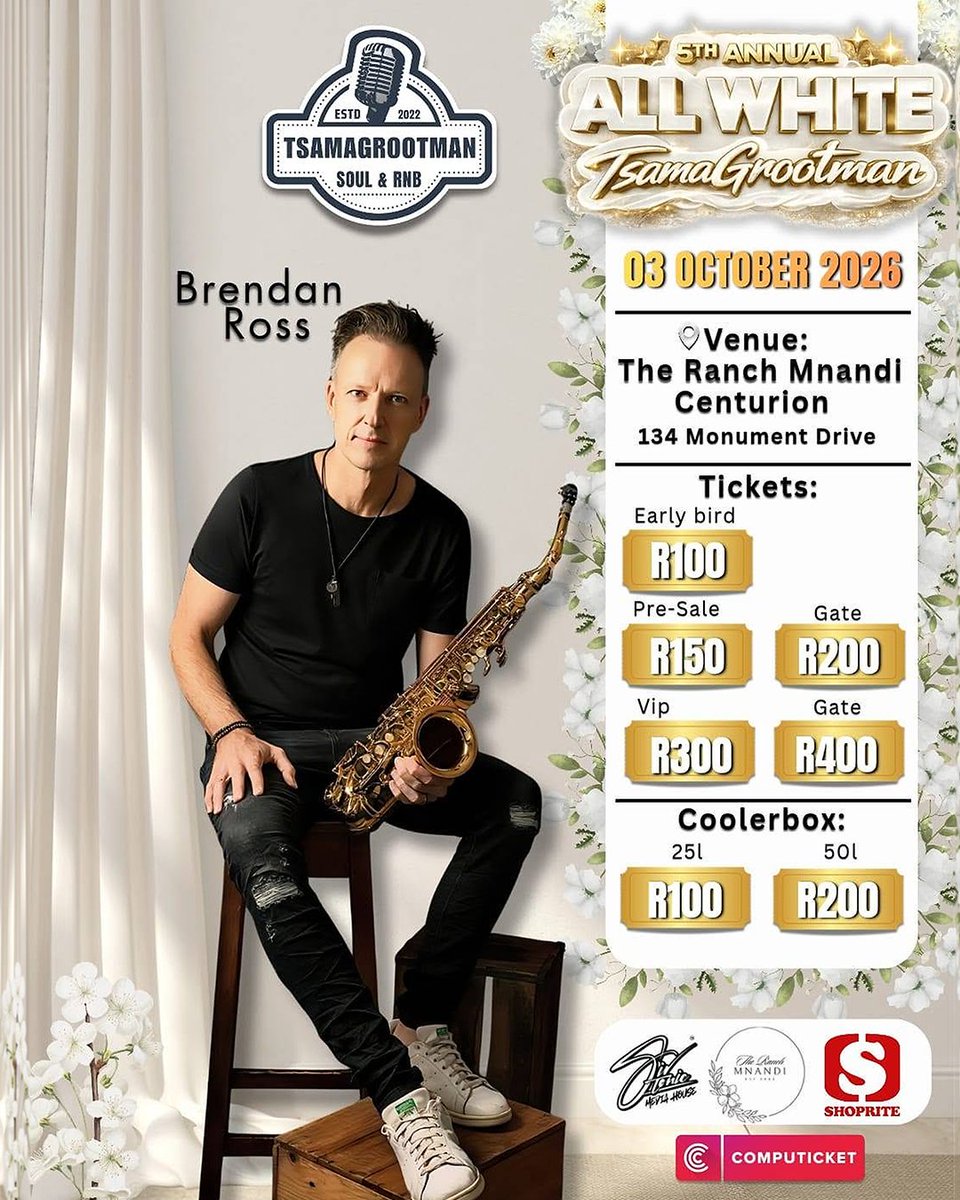 Computicket's tweet photo. π€β¨ CENTURION, WHO ARE YOU BRINGING?
Everyone said dress all whiteβ¦ until nobody mentioned the dance floor. ππ₯5th Annual All white Tsamagrootman
π https://t.co/DO8PuwKhEK
π Centurion
ποΈ 3 Oct
π° From R200
#5thAllWhiteTsamagrootman #AllWhiteParty #Computicket https://t.co/eC3FhYNlvG