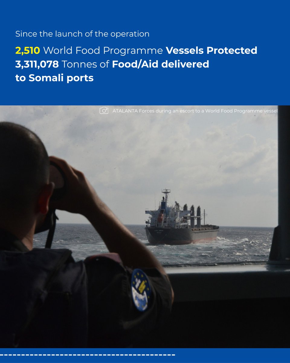 EUNAVFOR's tweet photo. Operation ATALANTA joins the celebration of #WorldMaritimeDay

By serving the international shipping community in a complex area of operations, ATALANTA reinforces its commitment to maritime security and provides support to merchant vessels transiting the region.

@IMOHQ https://t.co/haKi4ITgFJ