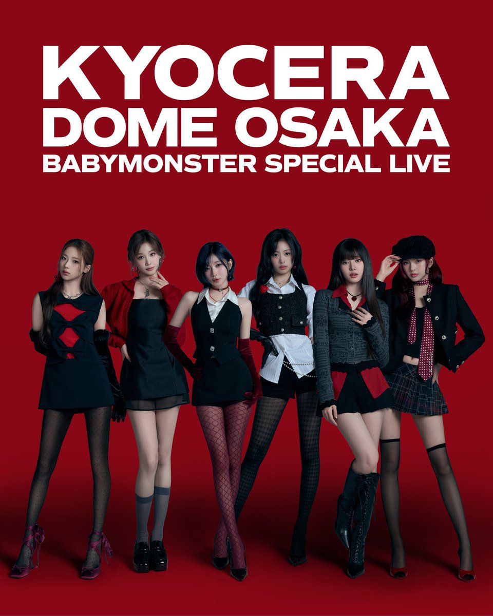 BABYMONSTERINTL's tweet photo. ⚡️| Biggest attendances by 4th &amp; 5th Generation Girl Groups at KYOCERA DOME: 

#1. BABYMONSTER - 90,000 (2 shows) 🆕👑
#2. IVE - 79,000 (2 shows) 
#3. aespa - 76,000 (2 shows) 

- Only these 3 girl groups have performed at the venue. 
#BABYMONSTER #베이비몬스터 https://t.co/eqVbJgNMl4