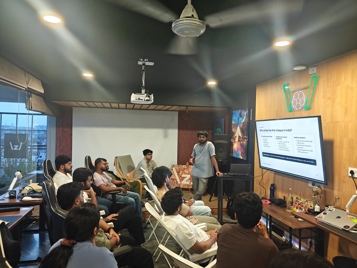 residencyBLR's tweet photo. most deep tech founders walk into a fundraise asking the wrong question.

"how much should i raise?"

yesterday we hosted @watertyp3 from @Stellaris_VP for cohort 9 at @residencyBLR, and he made us realise the better question is "what's the next milestone, and what's the cheapest money that gets me there?"

he said - "raise equity only when the next milestone costs more than revenue or grants can fund"

and there's more grant money out there than most founders think. BIRAC gives up to ₹50 lakh for biotech. iDEX goes up to ₹1.5 crore for defence and aerospace.

then there's the money hiding in your own work. 

for example a fusion startup. before you build the reactor, you have to build superconducting magnets, and those can be sold to MRI makers in year 2.

and by the time you're actually pitching a VC for seed or Series A, you're not asking them to fund a dream. you're asking them to fund you for getting the thing out of the lab and into the field. 

and they'll just check two things:

> will someone pay for it?
> does it still work outside the lab?

doing well on just one rarely gets the round closed.

thanks Pranav, our founders are going to be thinking about this one for a while.