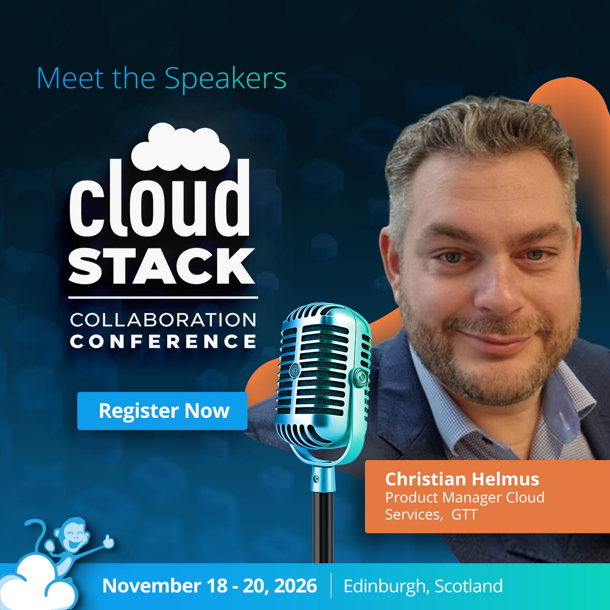 CloudStack's tweet photo. A native disaster recovery framework is coming to Apache CloudStack.

At #CSCollab2026, Ingo Jochim from @ShapeBlue and Christian Helmus from T will introduce a new framework designed for KVM environments using Advanced Networking.

Register now: https://t.co/O4mLhYcbgt https://t.co/pift8AIebw