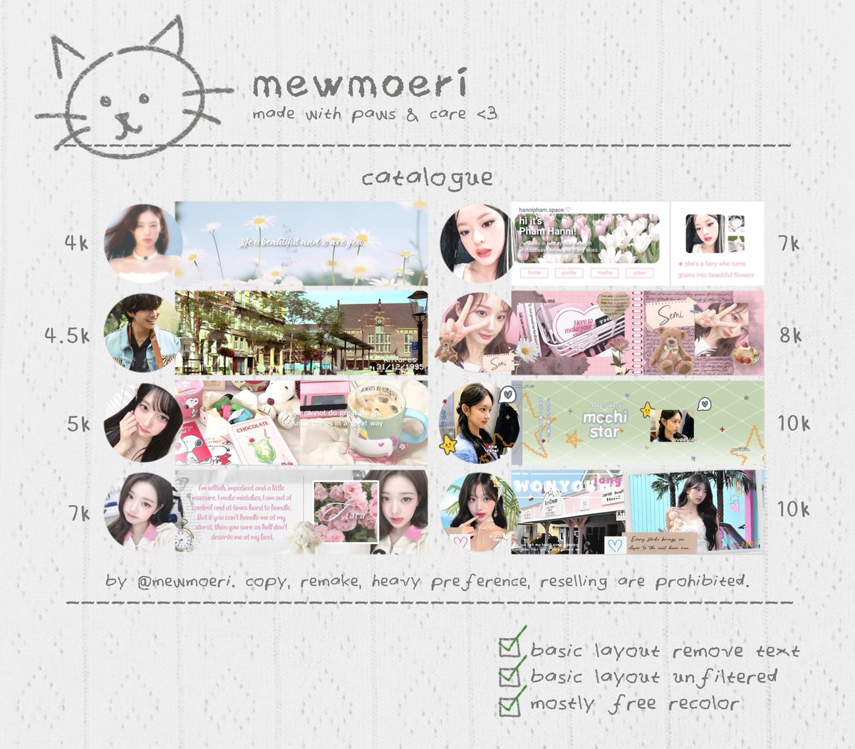 mewmoeri's tweet photo. one repost = one happy kitty! 😻

meow! 🐾 hooman looking for cute layout made by request? paw-se right now 😼🩷 got lil layouts waiting for ur purr-chase~ come take a peek, sniff around, and bring one (or more) home! 🎣🐈 #bealanja https://t.co/qtwPczuBrb