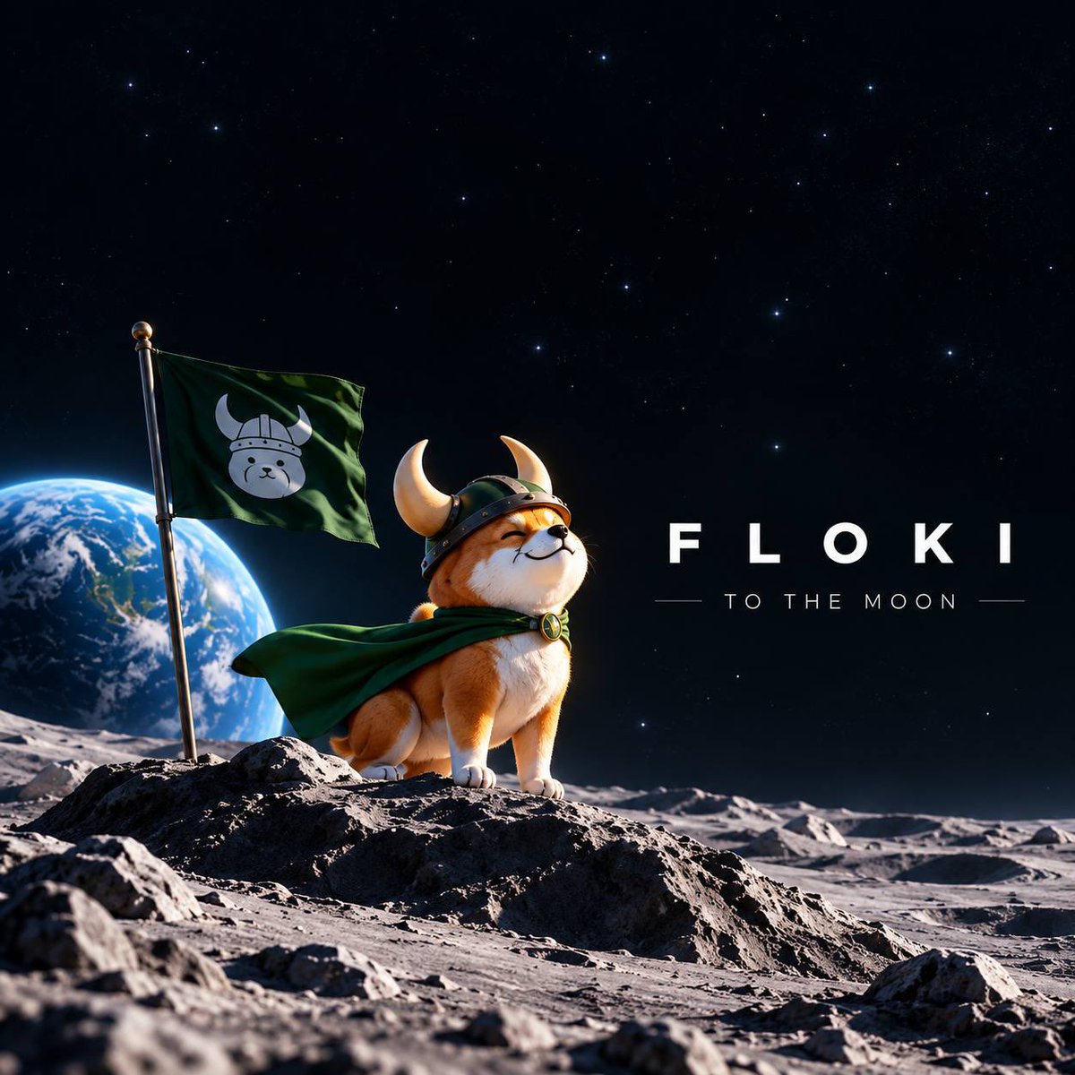 Floki_Robinhood's tweet photo. The Viking made it to the moon. 🌕⚔️

$FLOKI has planted the flag  and the view from here is only getting better. 🚀 https://t.co/BJvnmFDywQ