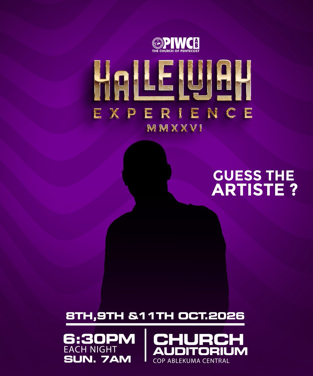 Piwcab's tweet photo. Can you guess who’s next to grace the Hallelujah Experience — FRESHNESS EDITION? 🔥🙌🏾
Take a good look and drop your guess below😂⬇️
Who do you think it is? 👀
#FreshnessEdition
#halex26
#FreshnessInHisPresence
#WeCameToPraise
#HallelujahWePraise https://t.co/HCQ5sEmEIp