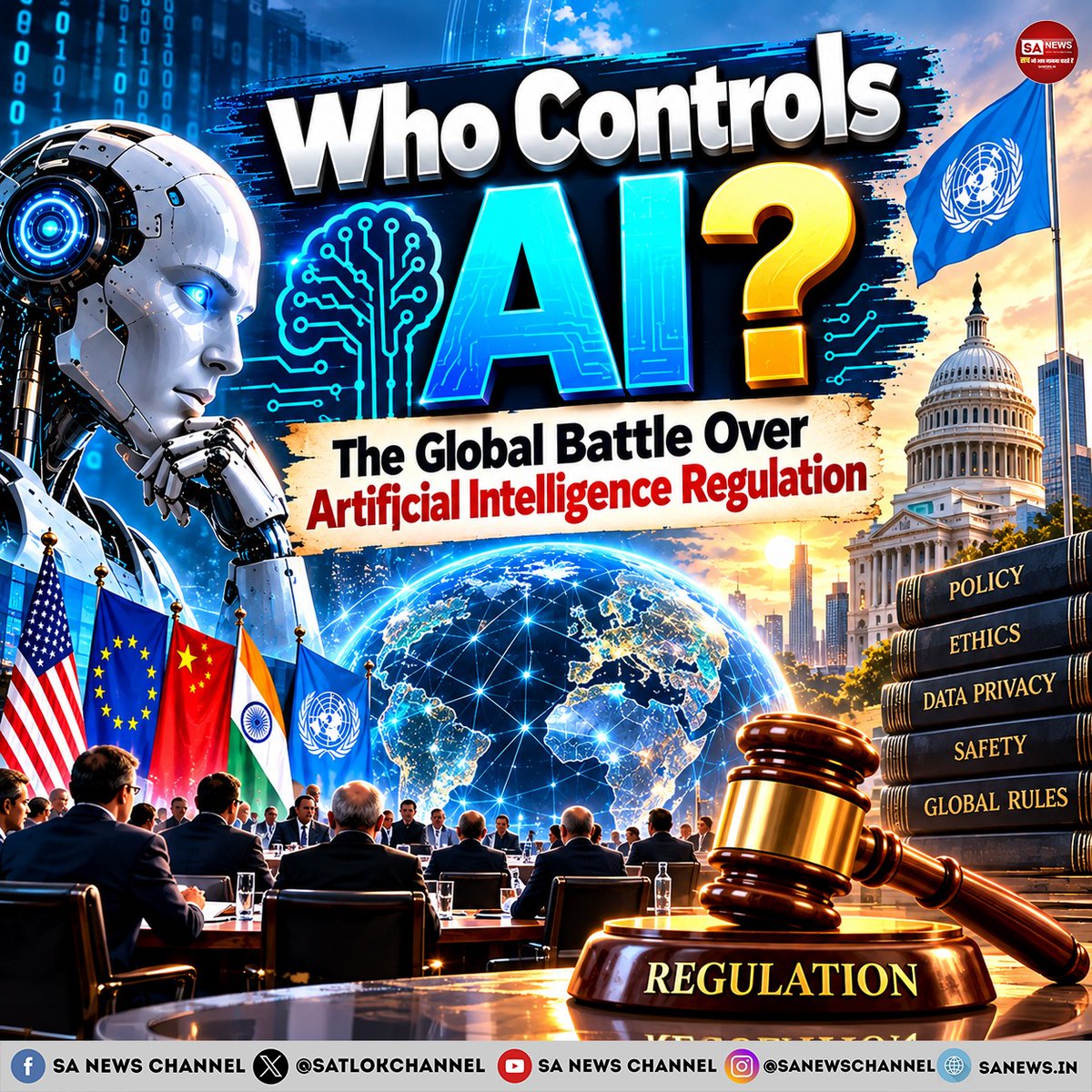 SatlokChannel's tweet photo. AI is an unavoidable part of everyday decisions today. But the question we rarely ask is who tells AI what to do what it does? With the growing international debate over AI governance even knocking the doors of the UN Security Council, this is the question we must address now. From the EU’s AI laws and India’s growing AI-safety framework to Sam Altman’s warning about AI power becoming dangerously concentrated, the battle over who controls artificial intelligence is no longer about the distant future. It is already happening and the outcome could determine not only how powerful AI becomes but how much control humans retain over their own lives. Read ‘Who Controls AI? The Global Battle Over Artificial Intelligence Regulation’

Read More: https://t.co/jEIiUKKCLc  | Read on Instagram: Link in Bio